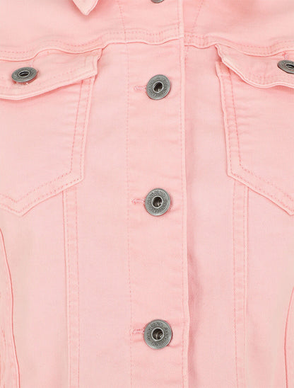 Veste unie en jean - Rose - 3