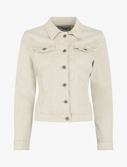 Veste unie en jean - Beige - 4