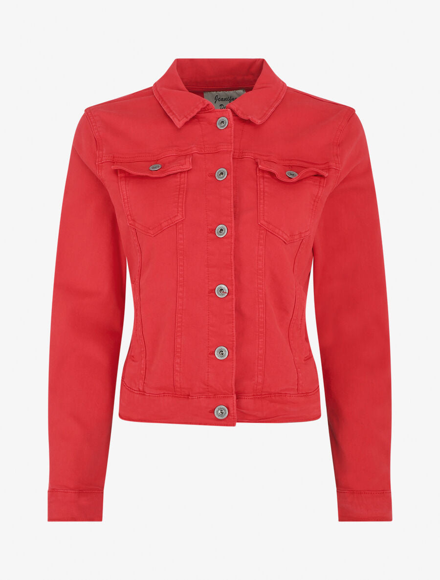 Veste unie en jean - Rouge - 4