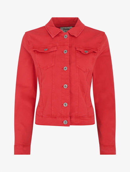 Veste unie en jean - Rouge - 4