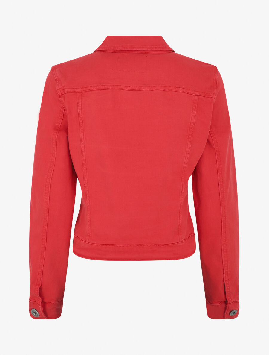 Veste unie en jean - Rouge - 2