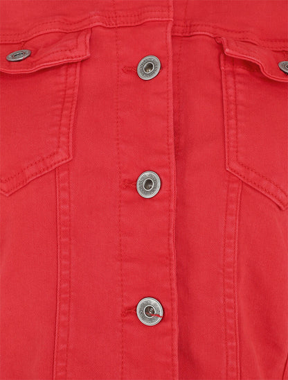 Veste unie en jean - Rouge - 3