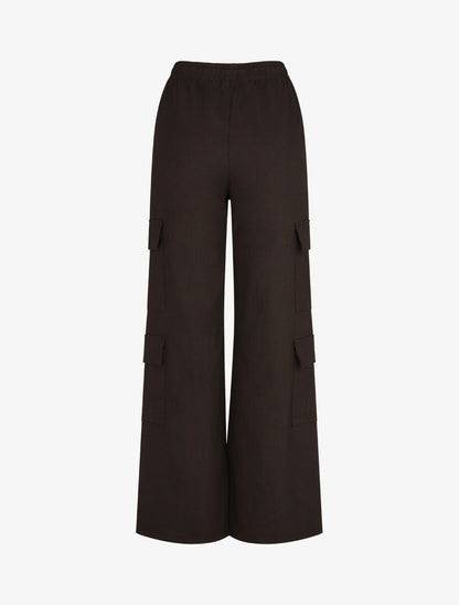 Pantalon cargo taille haute coupe droite - Noir - 2