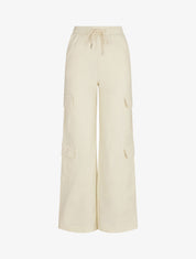 Pantalon cargo taille haute coupe droite - Écru - 1