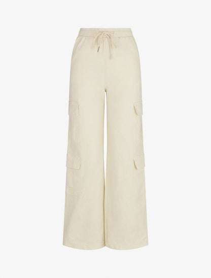 Pantalon cargo taille haute coupe droite - Écru - 1