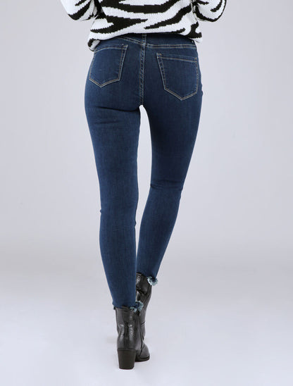 Jean skinny taille standard à bords coupe franche - Bleu foncé - 2