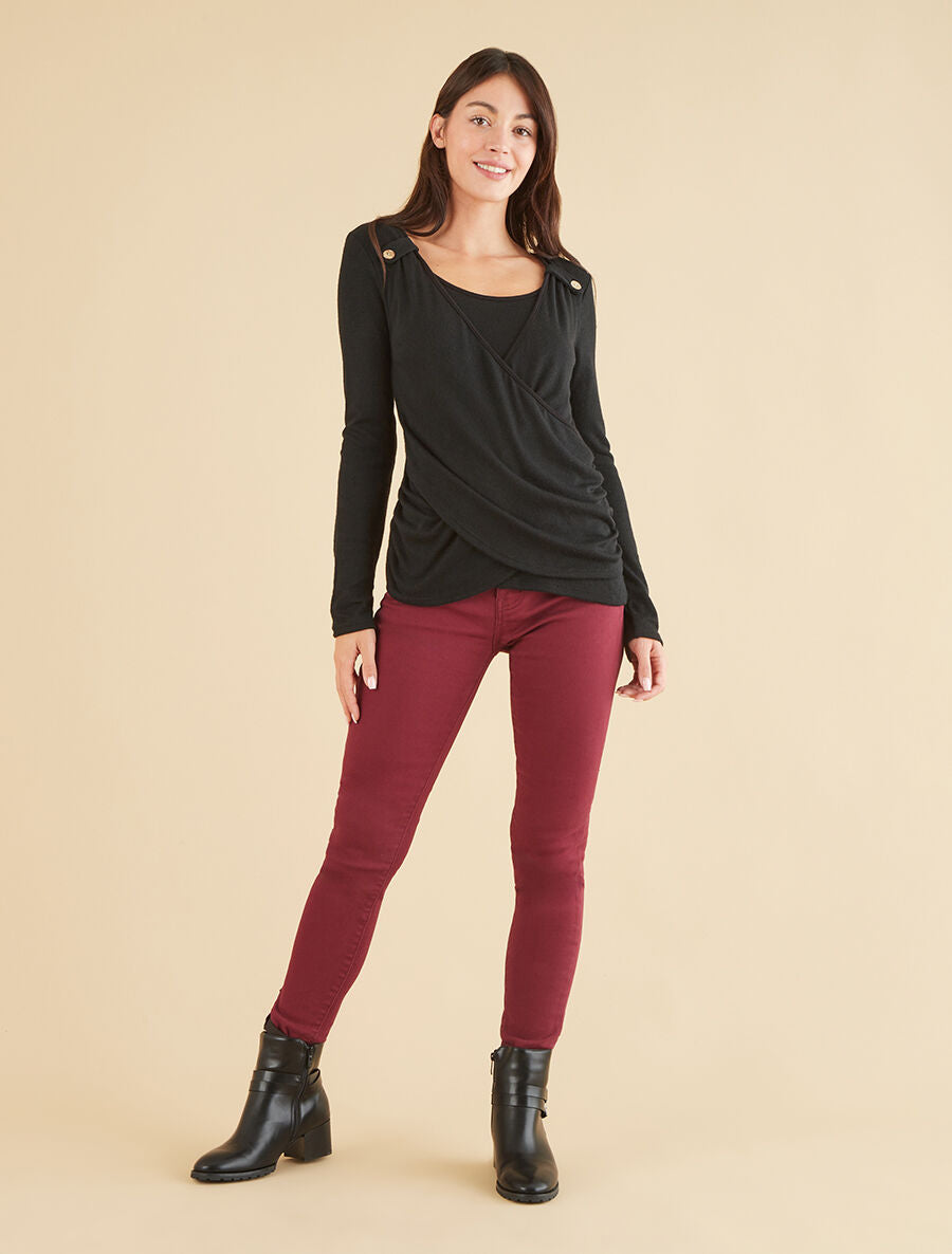 Jean uni coupe slim - Rouge grenat - 4