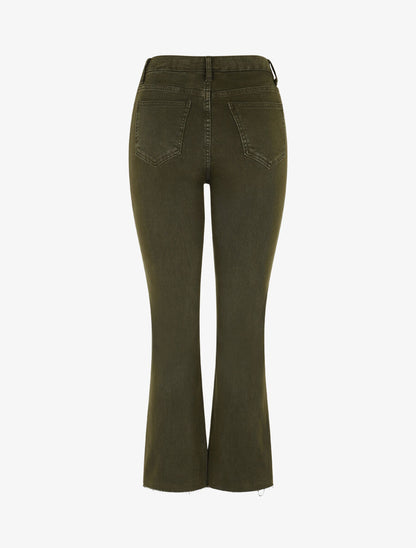 Jean à bords effilochés coupe flare - Kaki - 2