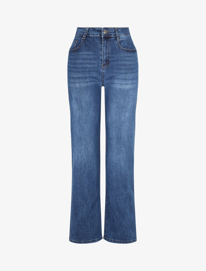 Jean délavé coupe droite - Bleu - 5