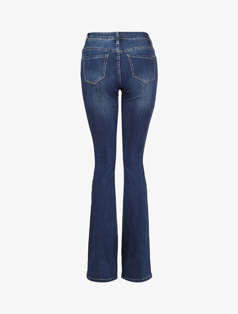 Jean flare extra long à taille standard - Bleu denim - 2
