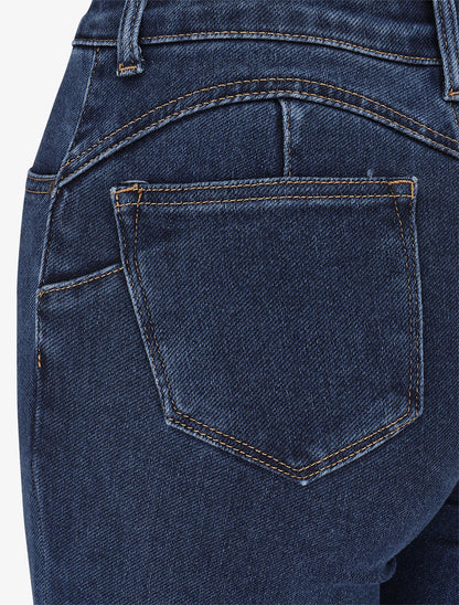 Jean à bords effilochés coupe flare - Bleu - 3