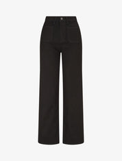 Jean wide leg uni coupe droite - Noir - 1