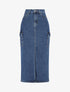 Jupe cargo fendue en jean - Bleu - 1