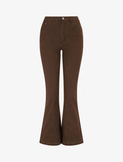 Jean coupe flare à taille haute - Marron - 1