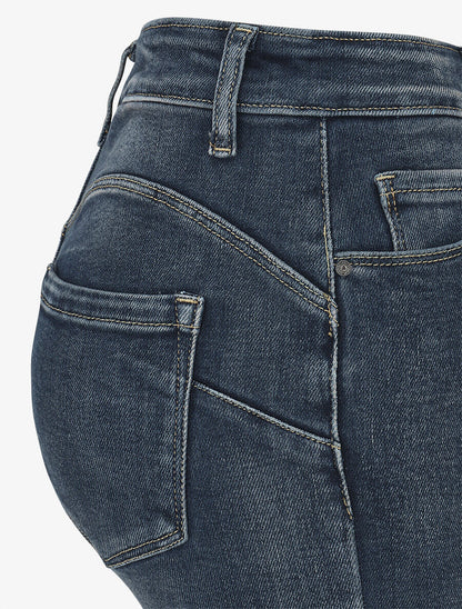 Jean standard push up délavé coupe flare - Bleu - 3