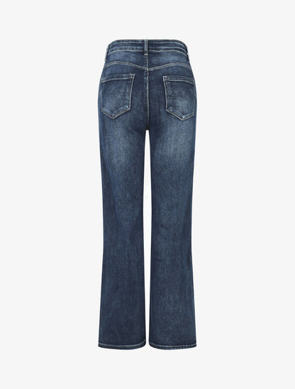 Jean push up délavé coupe droite - Bleu - 2