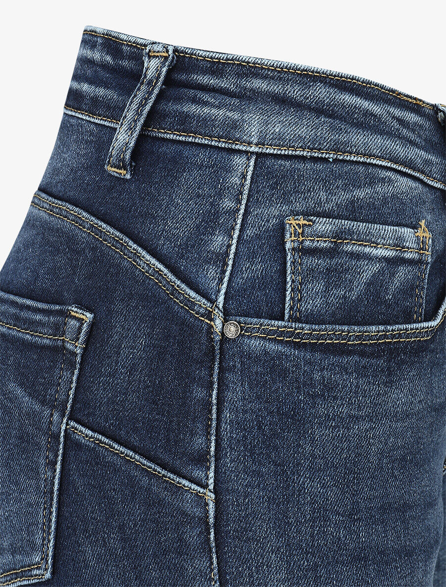 Jean push up délavé coupe droite - Bleu - 3