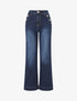 Jean standard à boutons décoratifs coupe flare - Bleu - 5