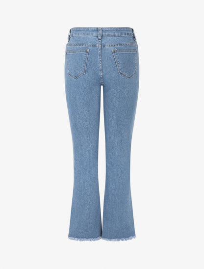 Jean flare taille standard poches plaquées - Bleu - 2