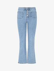 Jean à fermeture boutonnée coupe flare - Bleu - 1