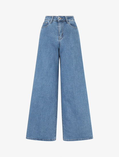 Jean push up wide leg coupe droite - Bleu - 1