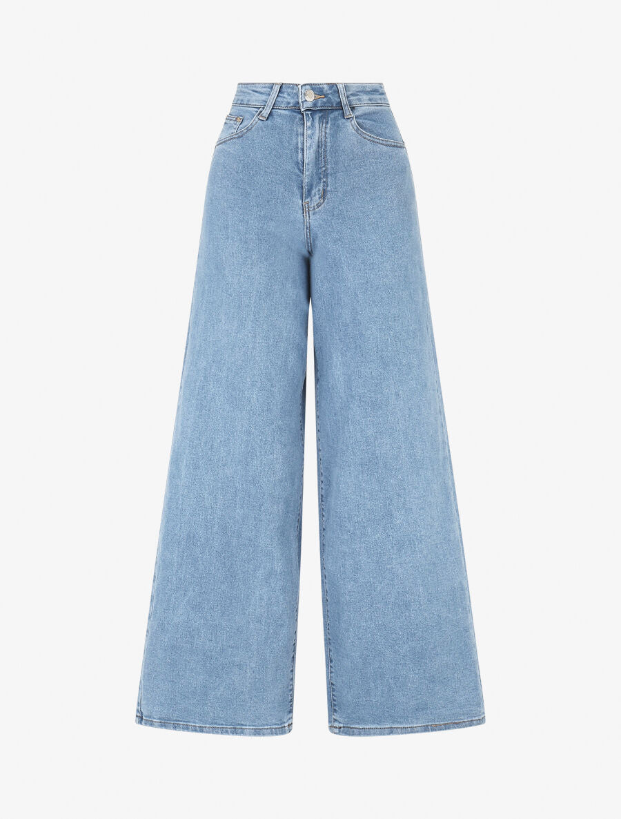 Jean push up wide leg coupe droite - Bleu clair - 1