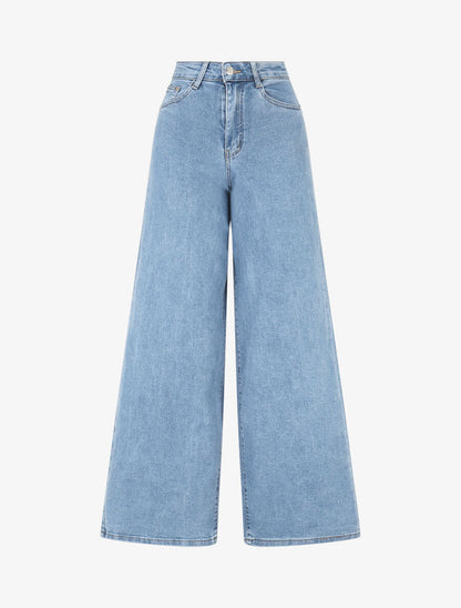 Jean push up wide leg coupe droite - Bleu clair - 1
