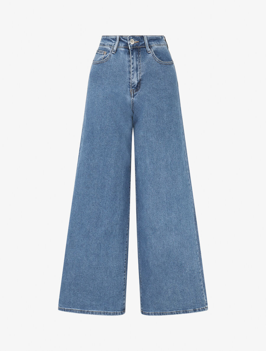 Jean push up wide leg coupe droite - Bleu stone - 1