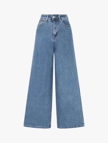 Jean push up wide leg coupe droite - Bleu stone - 1