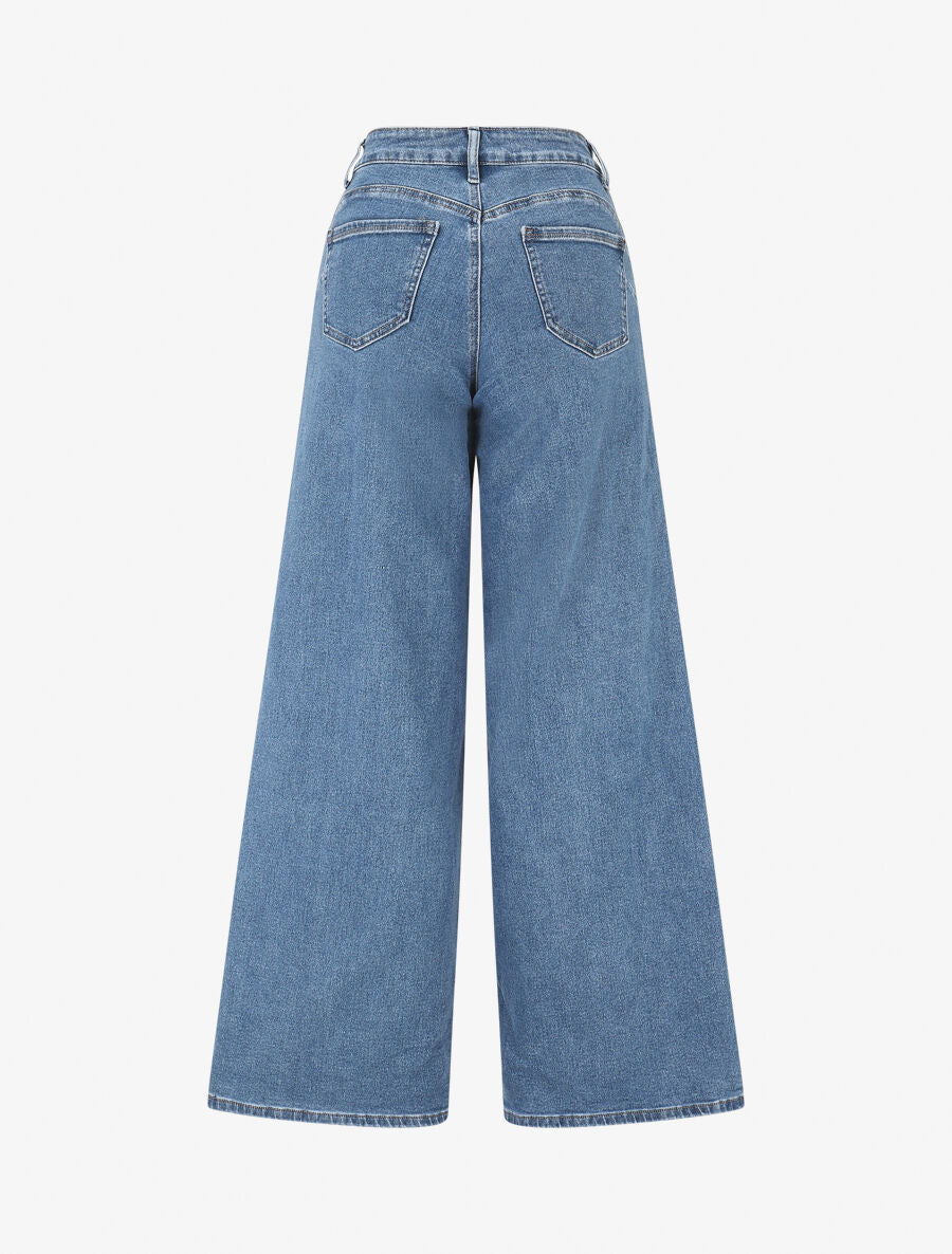 Jean push up wide leg coupe droite - Bleu stone - 2