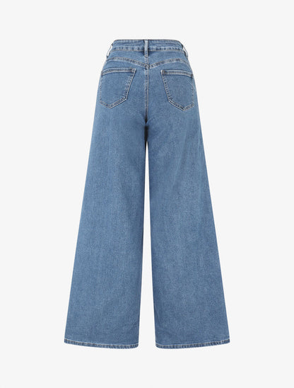 Jean push up wide leg coupe droite - Bleu stone - 2