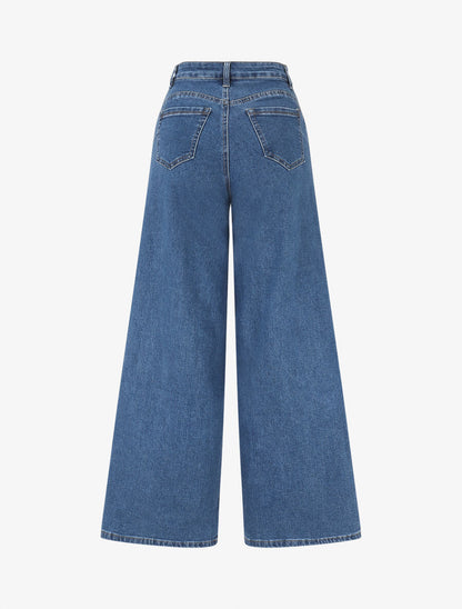 Jean push up wide leg coupe droite - Bleu denim - 2