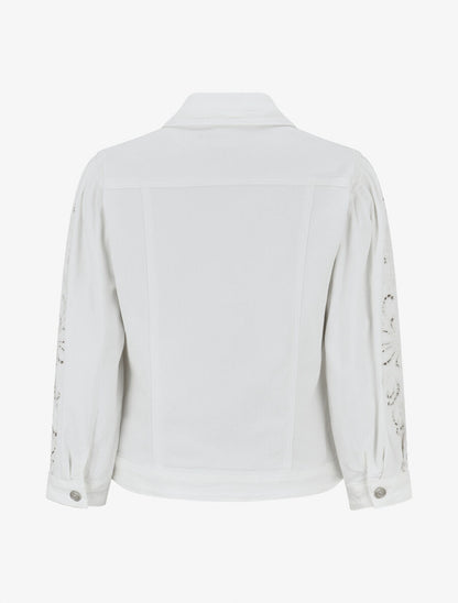 Veste en jean à manches longues stylisées - Blanc - 2