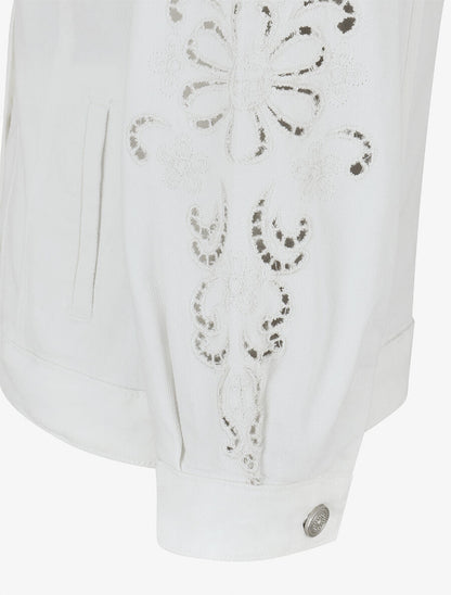 Veste en jean à manches longues stylisées - Blanc - 3