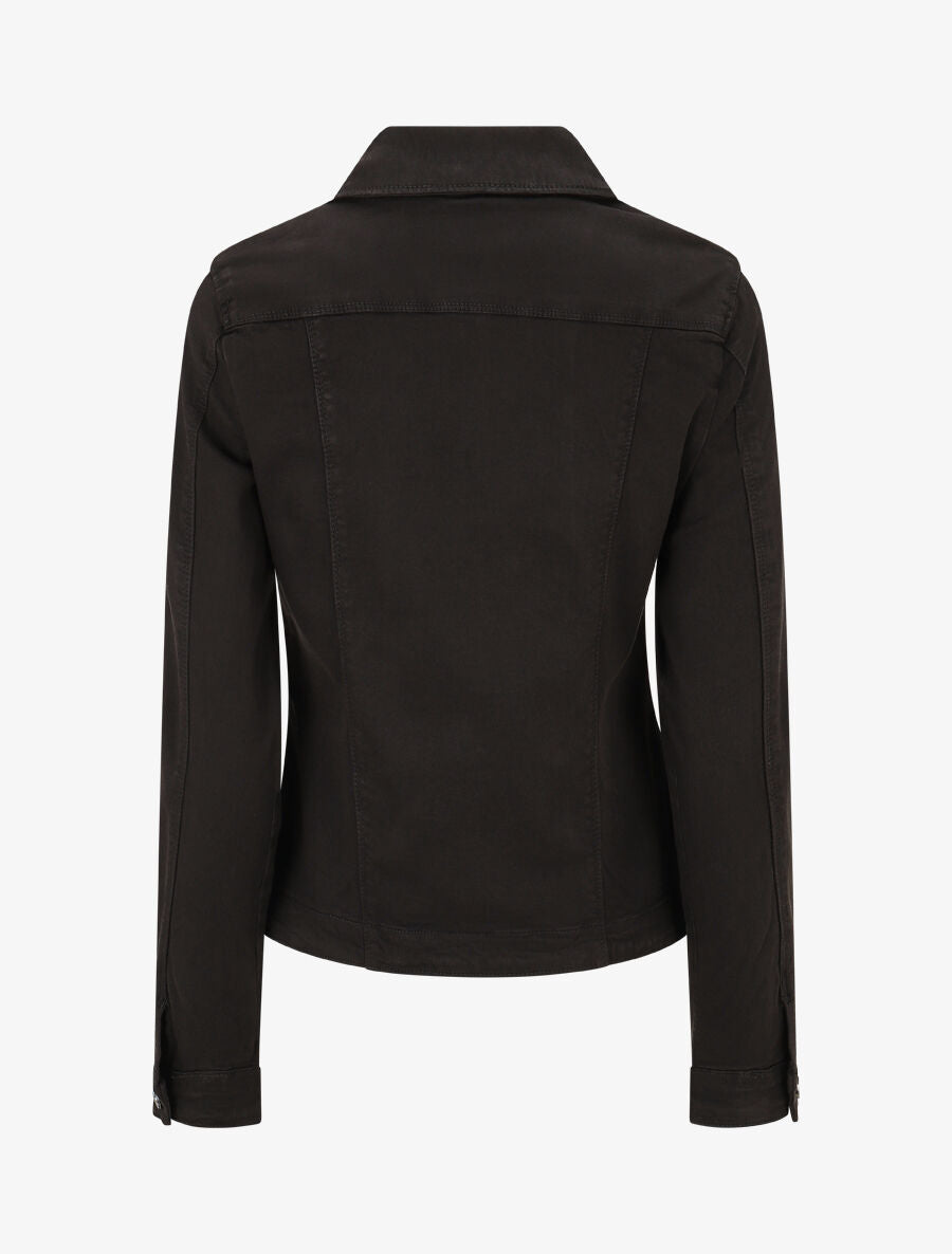 Veste en jean boutonnée et zippée - Noir - 2