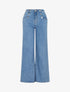 Jean ample taille haute à boutons - Bleu - 4