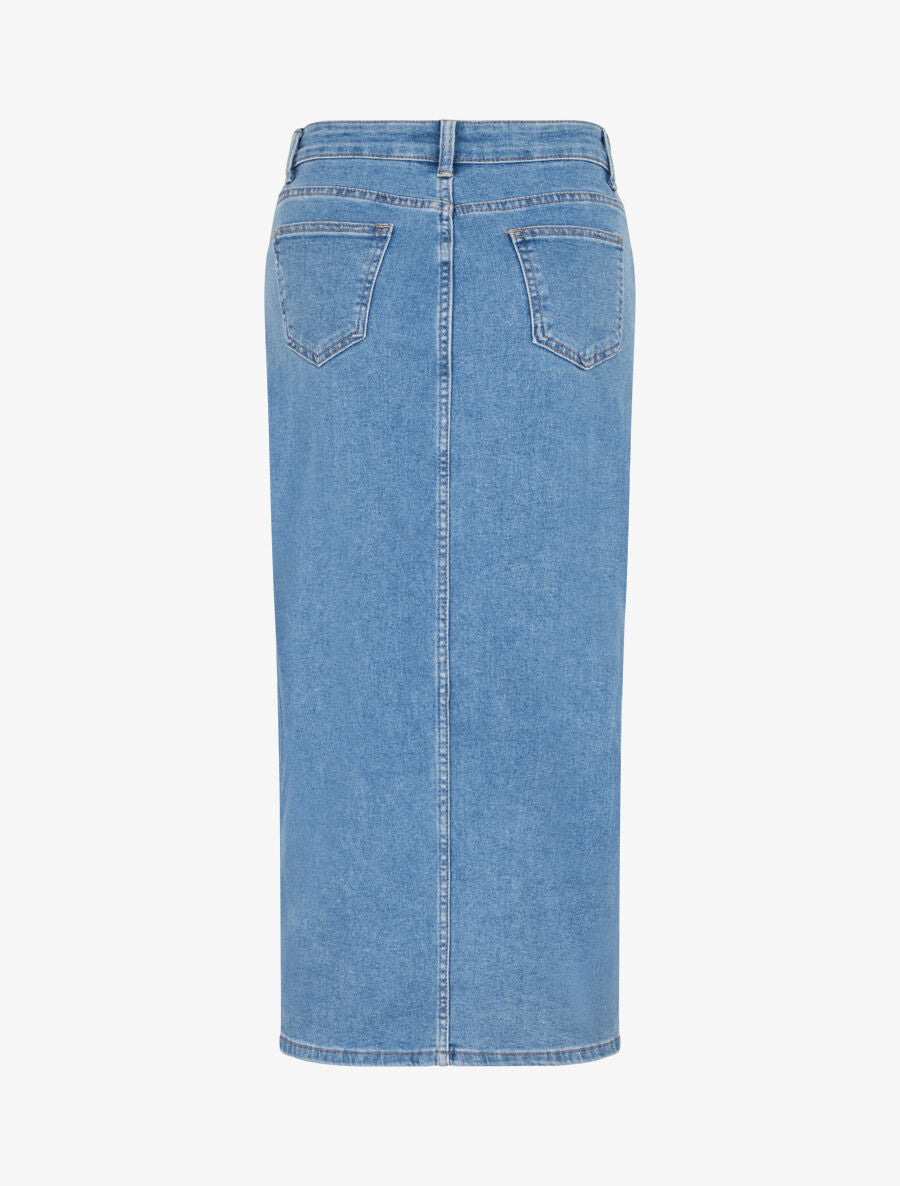 Jupe midi droite en jean - Bleu clair - 2