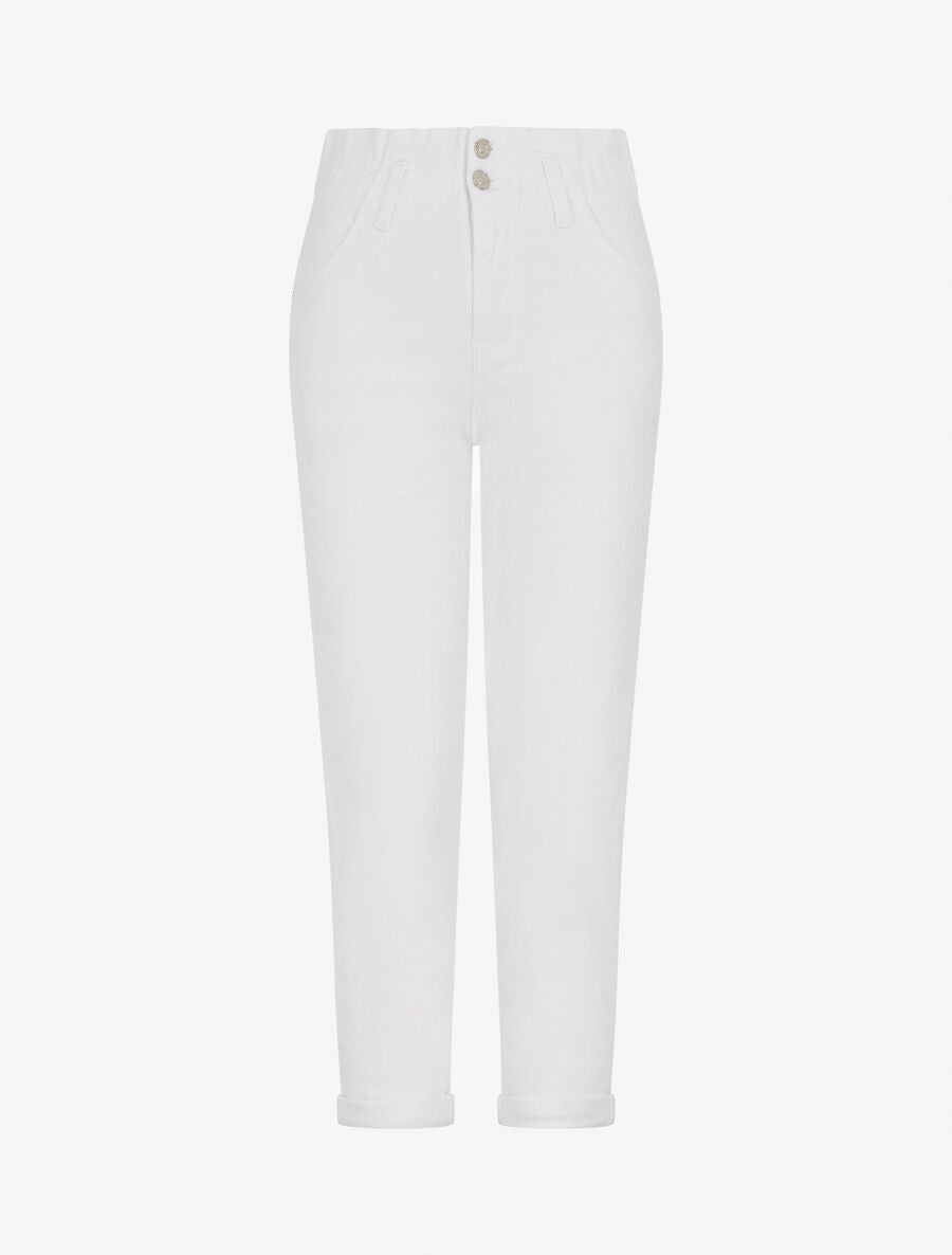 Jean mom taille haute froncée - Blanc - 4