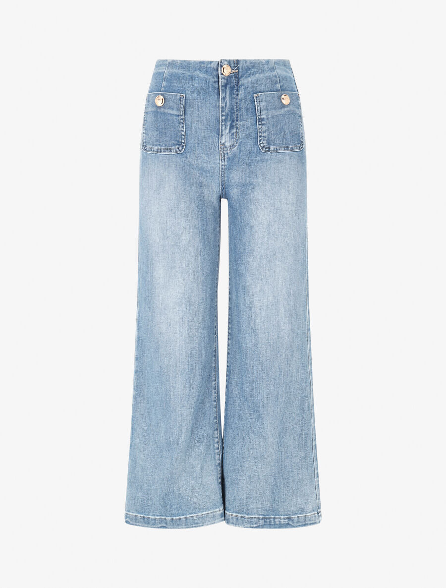 Jean taille haute coupe flare - Bleu - 4