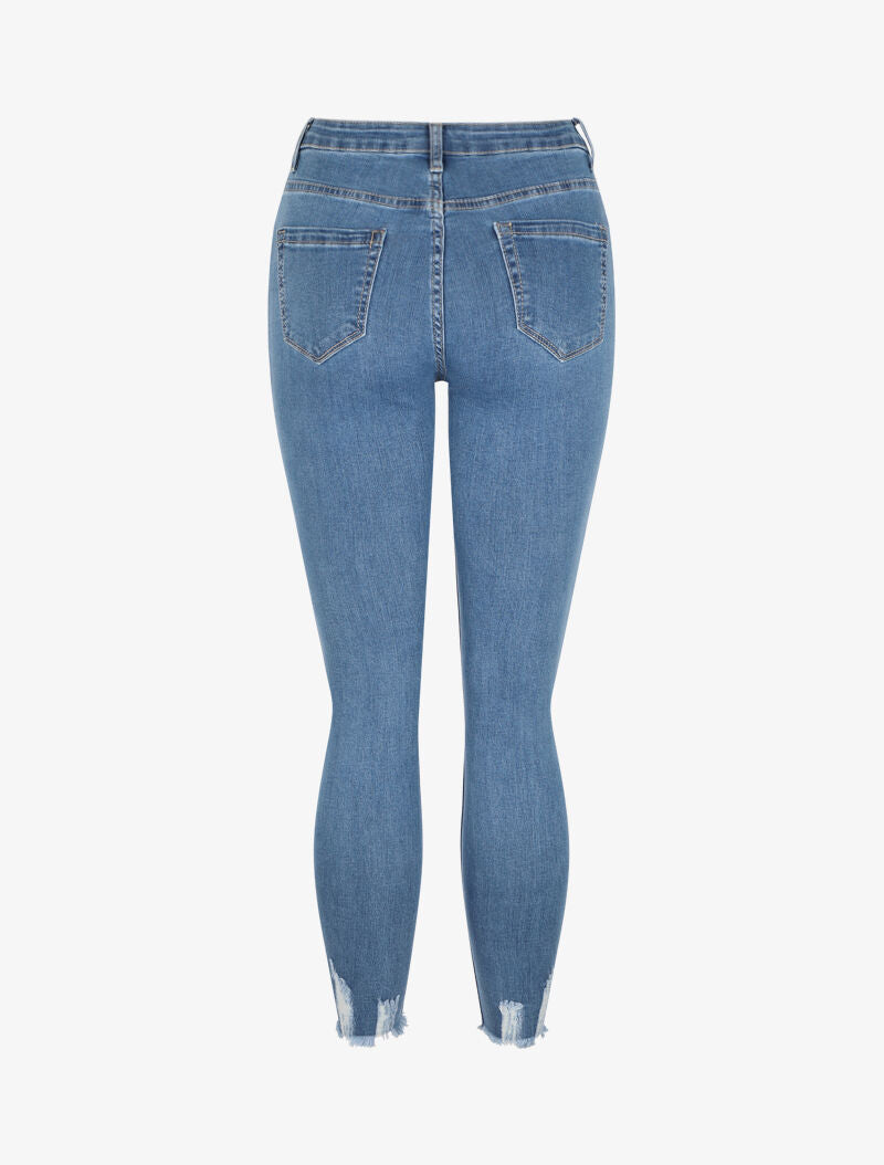 Jean skinny à bords coupe franche - Bleu denim - 2