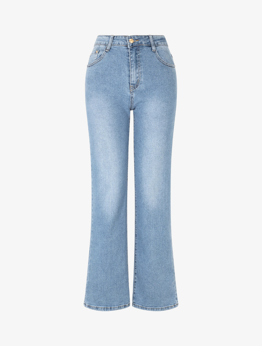 Jean grande taille droit à taille haute - Bleu