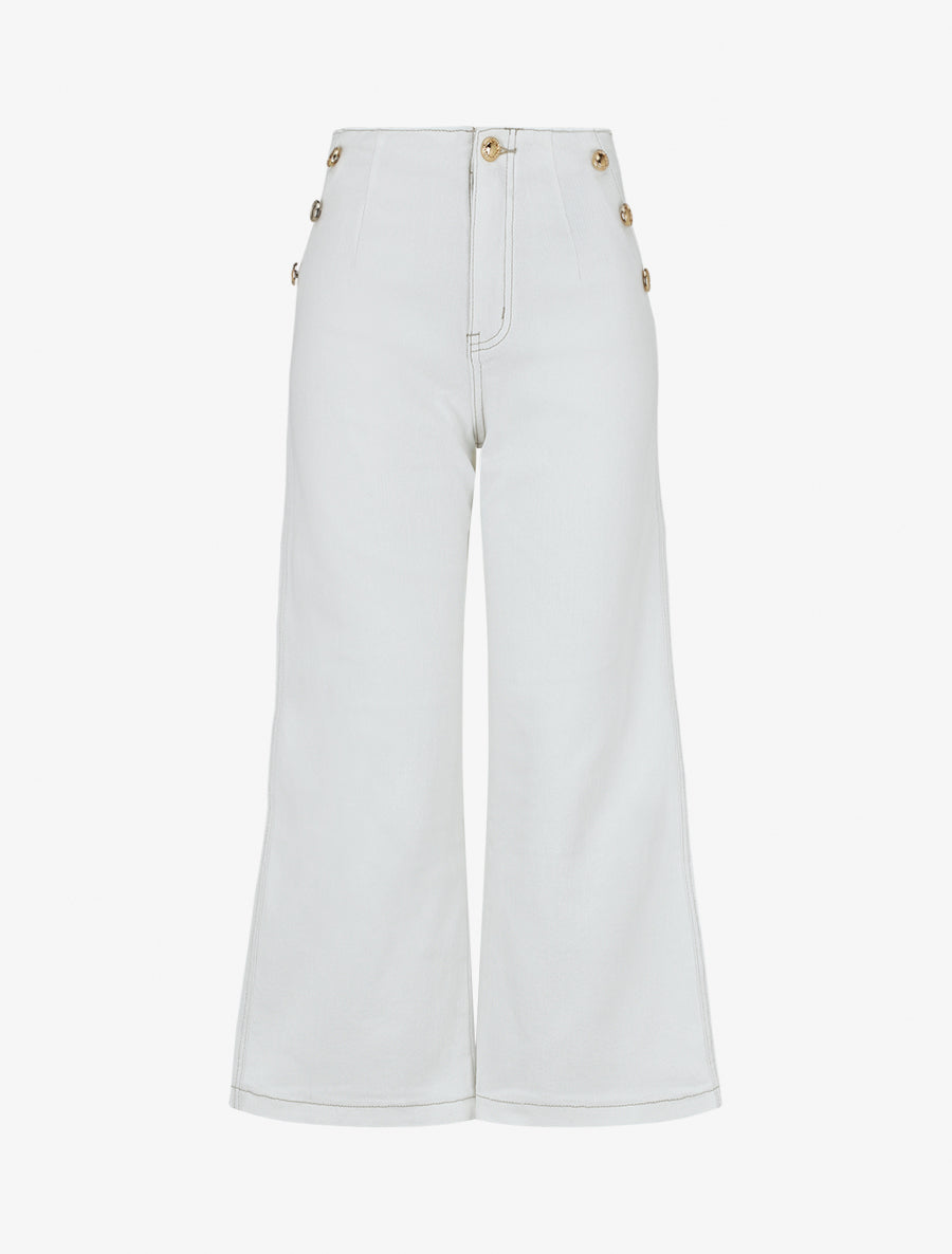 Jean ample taille haute style pont - Blanc - 1