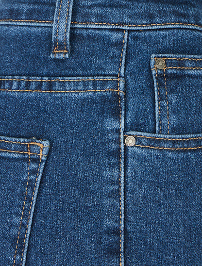 Jean mom à taille standard coupe droite - Bleu - 3