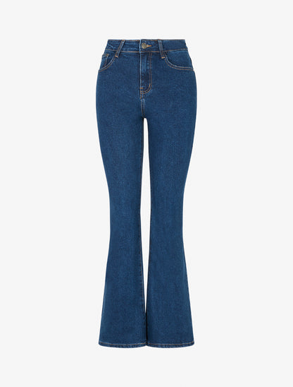 Jean à taille standard coupe flare - Bleu - 1