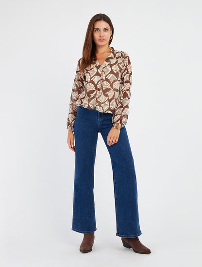 Jean ample en coton mélangé - Bleu - 8