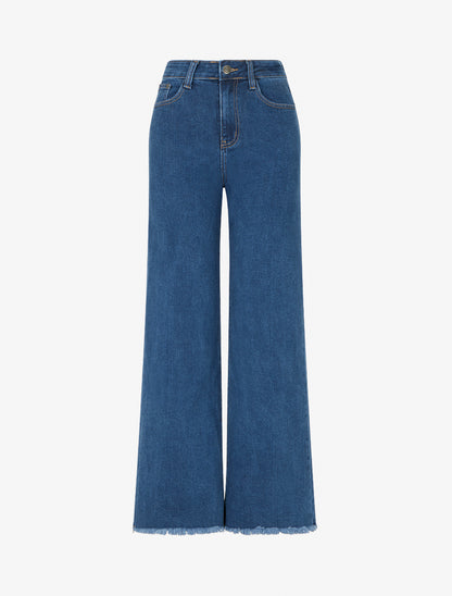 Jean ample taille standard à bords francs - Bleu denim - 1