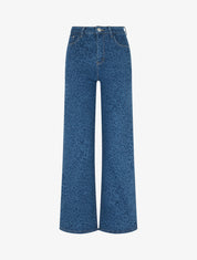 Jean wide leg imprimé léopard coupe droite - Bleu - 1
