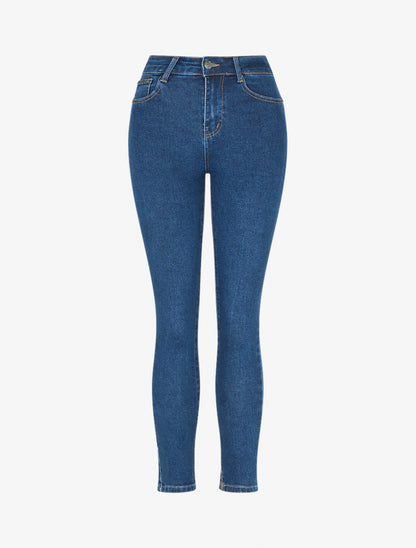 Jean coupe skinny taille haute - Bleu - 1