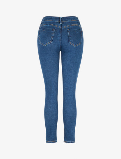 Jean coupe skinny taille haute - Bleu - 2