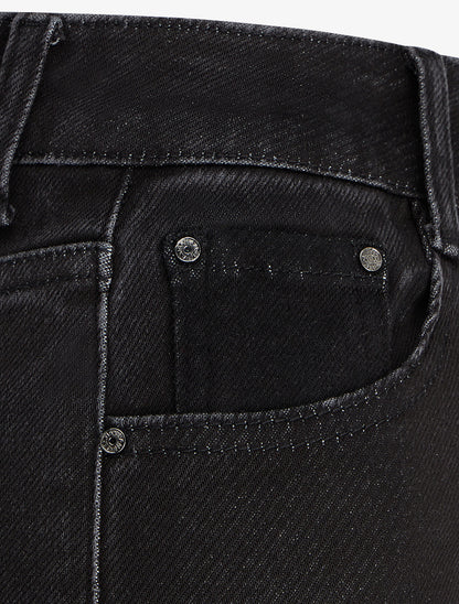 Jean wide leg à taille haute effet satiné - Noir - 3